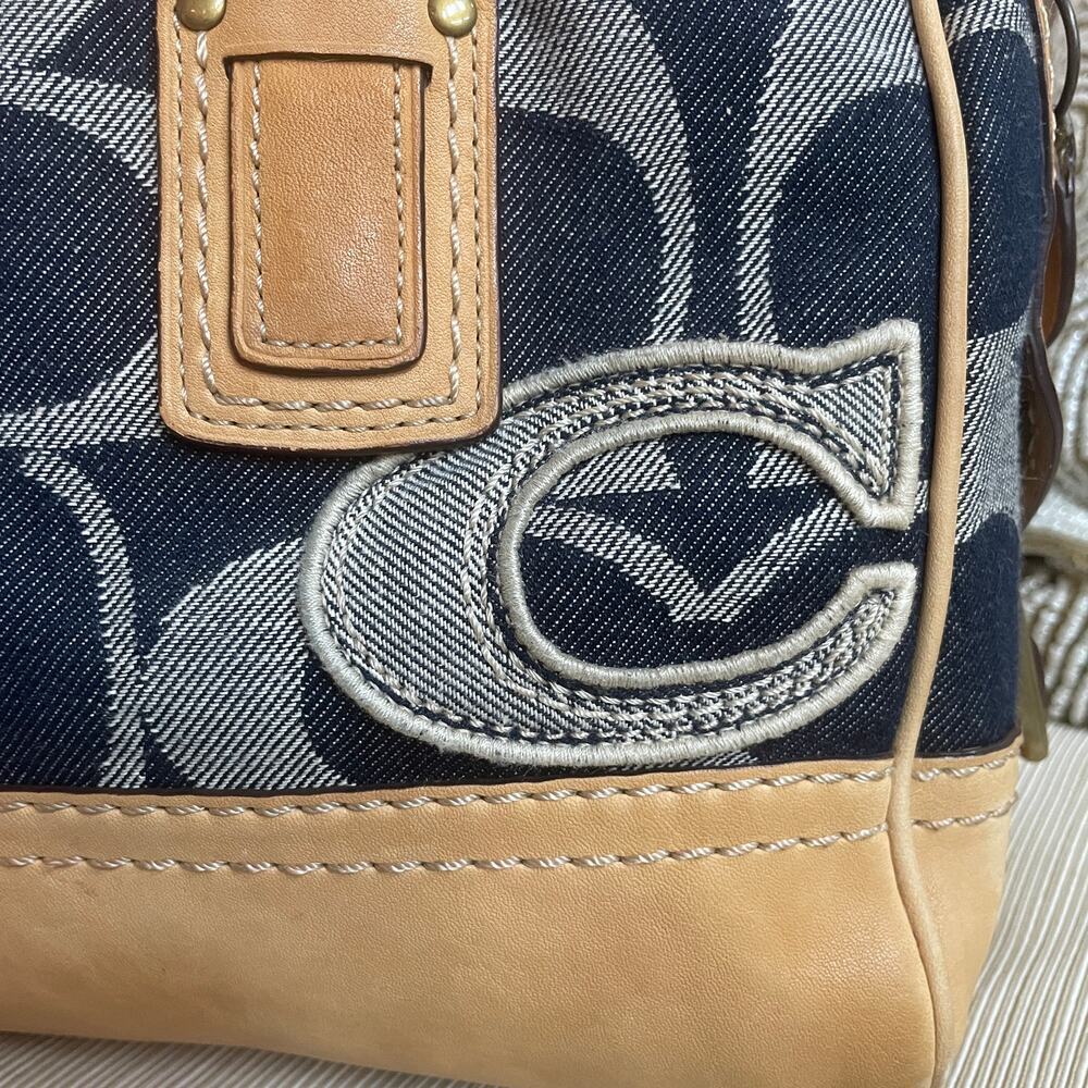 Rare Legacy Denim Lilly Satchel Turnlock Bag | Rainbow Legacy Lining, Vintage - Picture 12 of 13